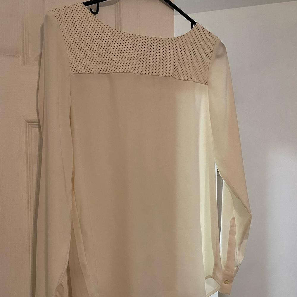 Ann Taylor Cream Blouse with Sheer Details